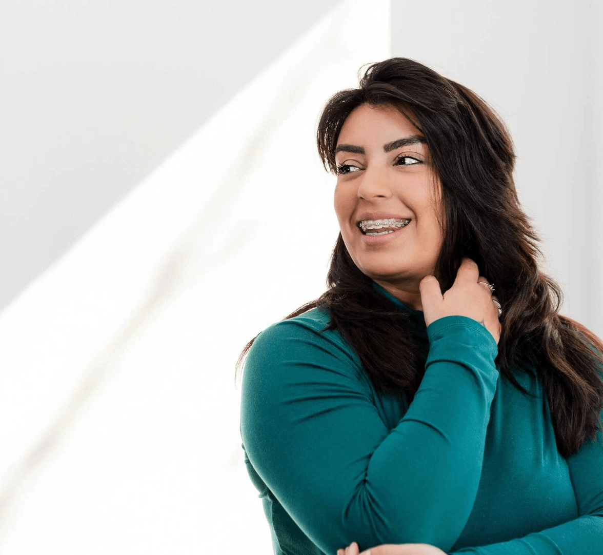 Woman smiling with braces